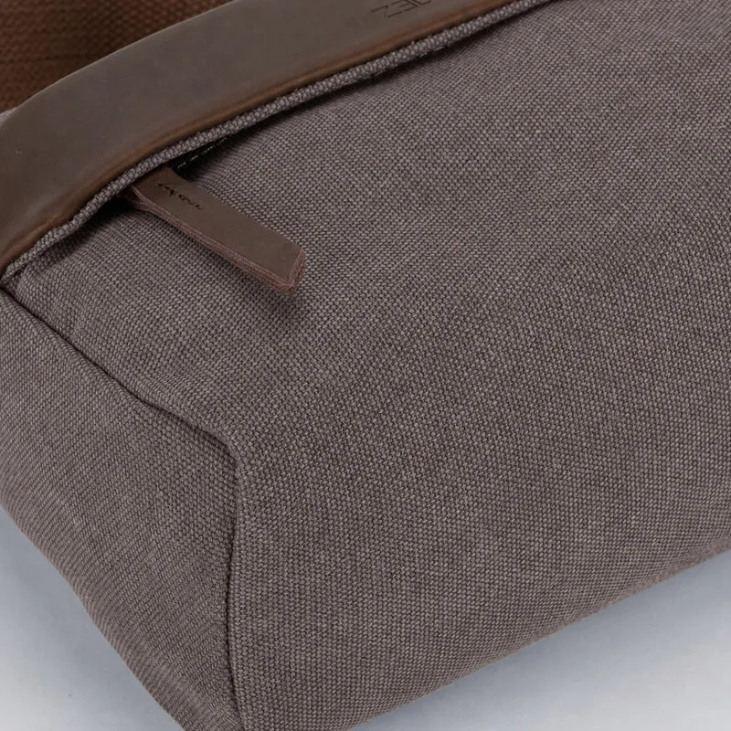 Sac trotteur en toile et cuir GARIBALDI Gris taupé