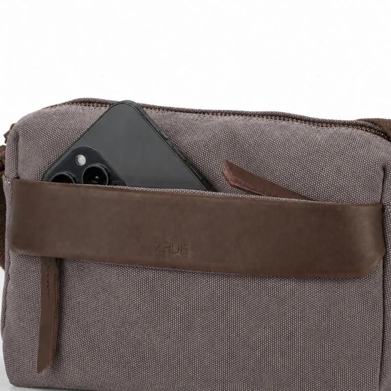 Sac trotteur en toile et cuir GARIBALDI Gris taupé