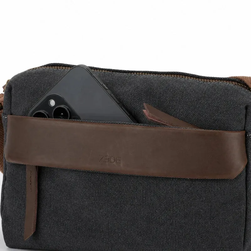 Sac trotteur en toile et cuir GARIBALDI Noir