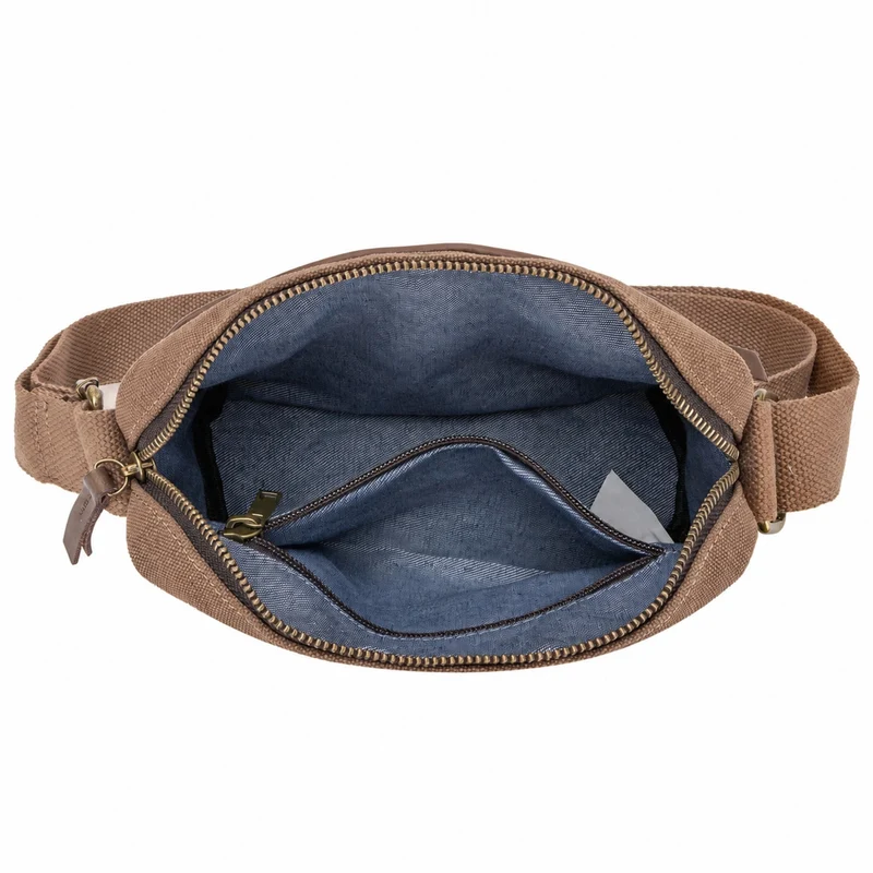 Sac trotteur en toile et cuir GARIBALDI Marron camel foncé