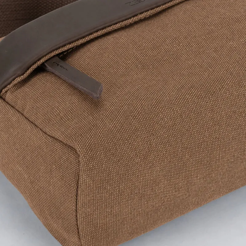 Sac trotteur en toile et cuir GARIBALDI Marron camel foncé