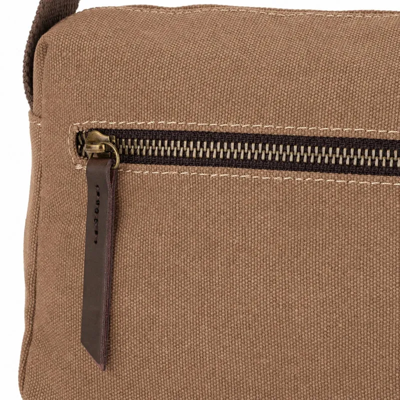 Sac trotteur en toile et cuir GARIBALDI Marron camel foncé