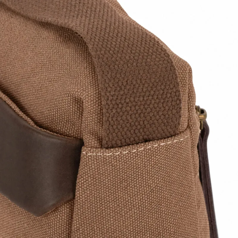 Sac trotteur en toile et cuir GARIBALDI Marron camel foncé
