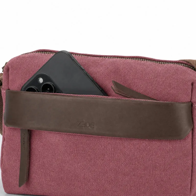Sac trotteur en toile et cuir GARIBALDI Rouge bordeaux