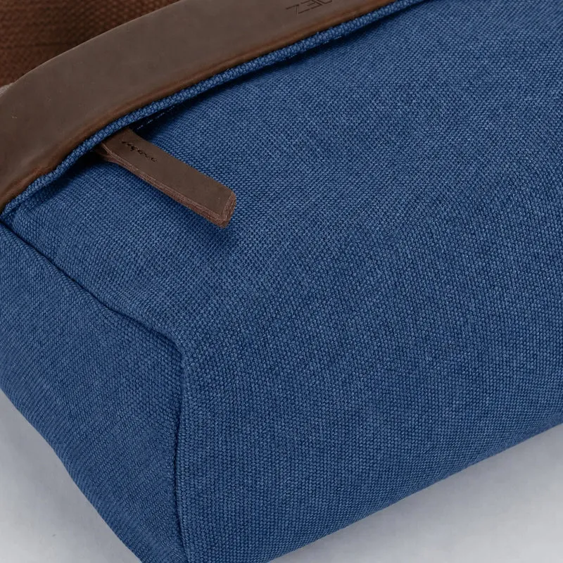 Sac trotteur en toile et cuir GARIBALDI Bleu denim