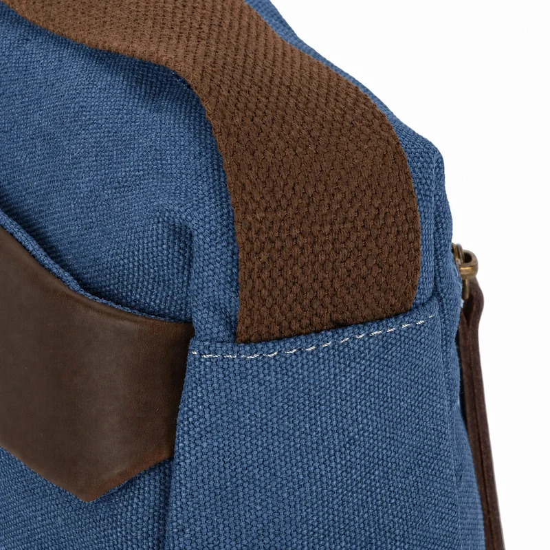 Sac trotteur en toile et cuir GARIBALDI Bleu denim