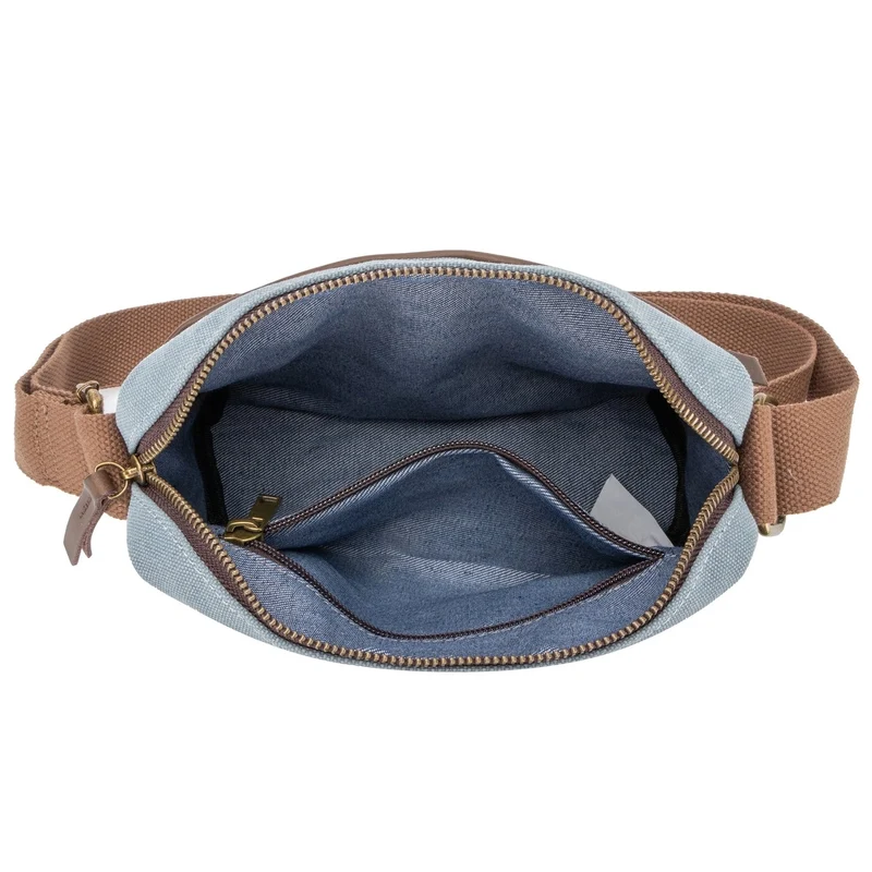 Sac trotteur en toile et cuir GARIBALDI Bleu gris
