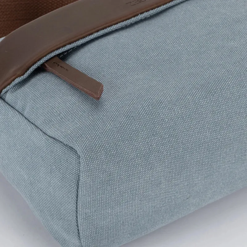 Sac trotteur en toile et cuir GARIBALDI Bleu gris