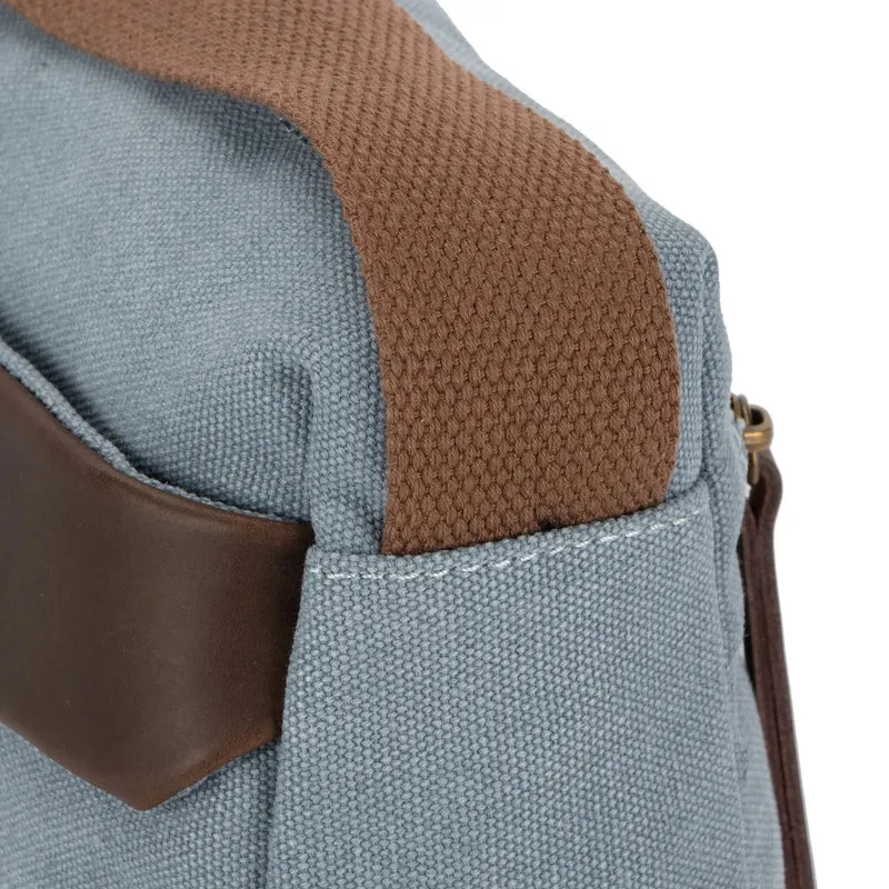 Sac trotteur en toile et cuir GARIBALDI Bleu gris