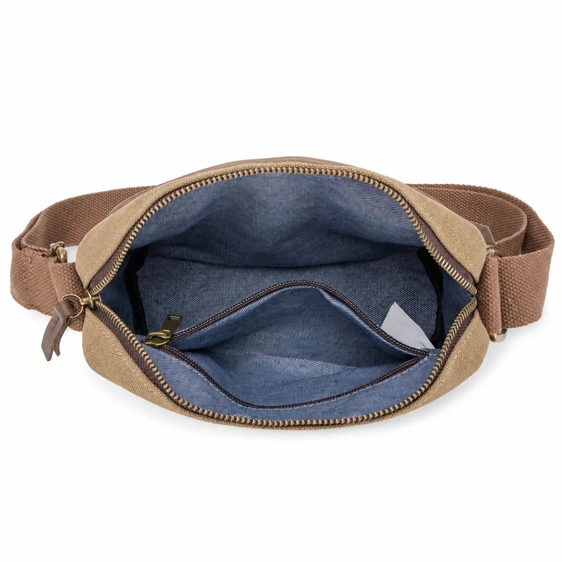 Sac trotteur en toile et cuir GARIBALDI Beige foncé