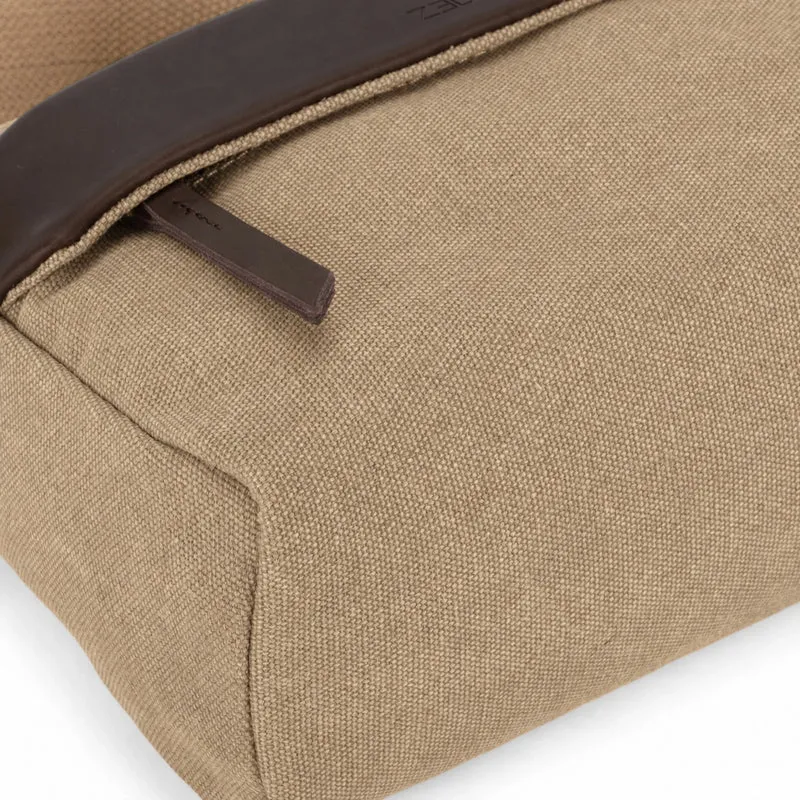 Sac trotteur en toile et cuir GARIBALDI Beige foncé