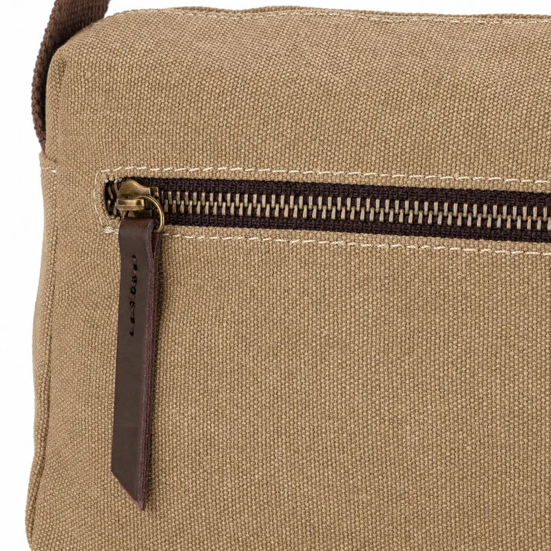 Sac trotteur en toile et cuir GARIBALDI Beige foncé