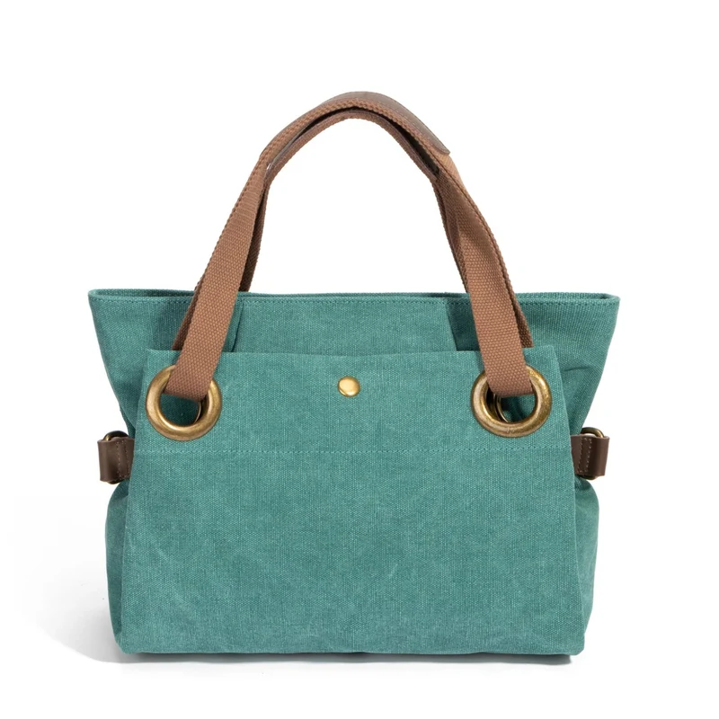 Sac porté épaule en cuir et toile PONT-DES-ARTS MINI Vert canard