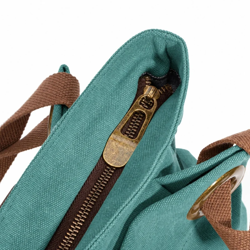 Sac porté épaule en cuir et toile PONT-DES-ARTS MINI Vert canard