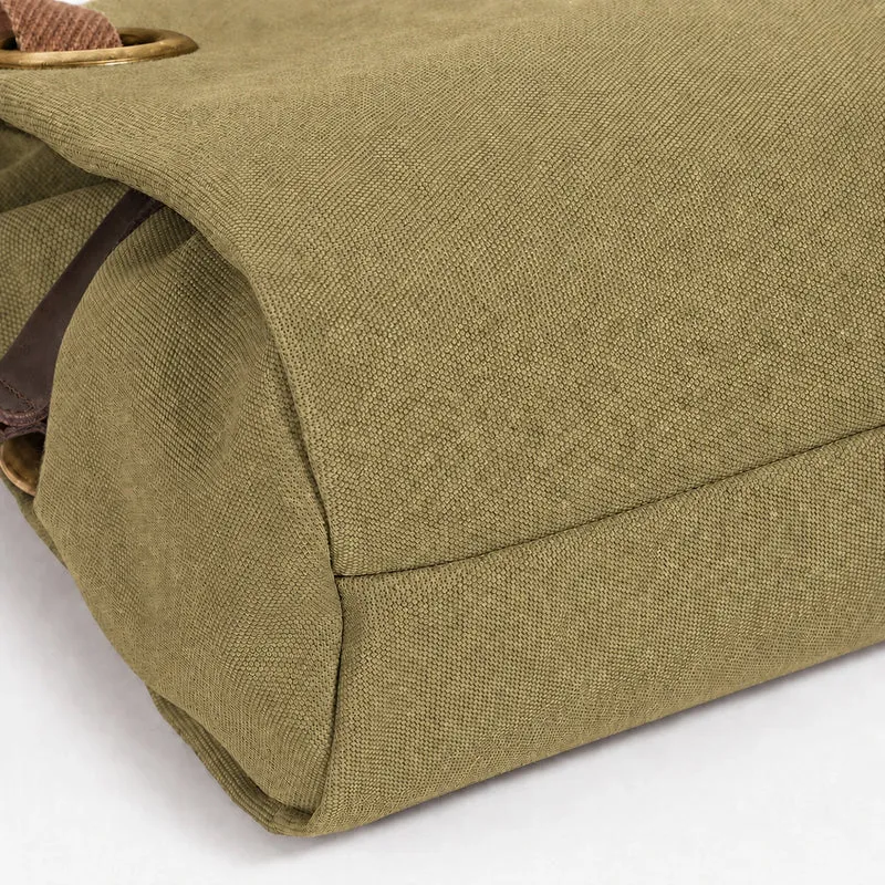 Sac porté épaule en cuir et toile PONT-DES-ARTS MINI Vert olive