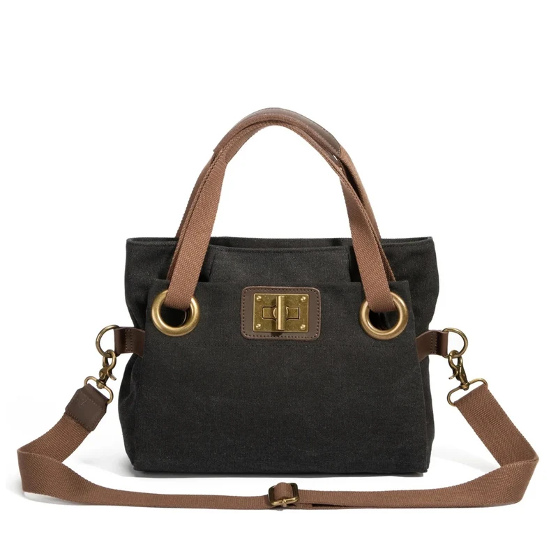 Sac porté épaule en cuir et toile PONT-DES-ARTS MINI Noir