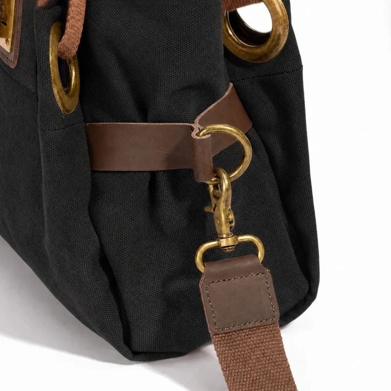 Sac porté épaule en cuir et toile PONT-DES-ARTS MINI Noir