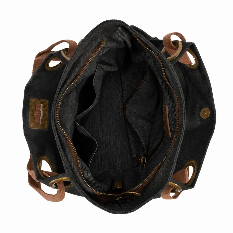 Sac porté épaule en cuir et toile PONT-DES-ARTS MINI Noir