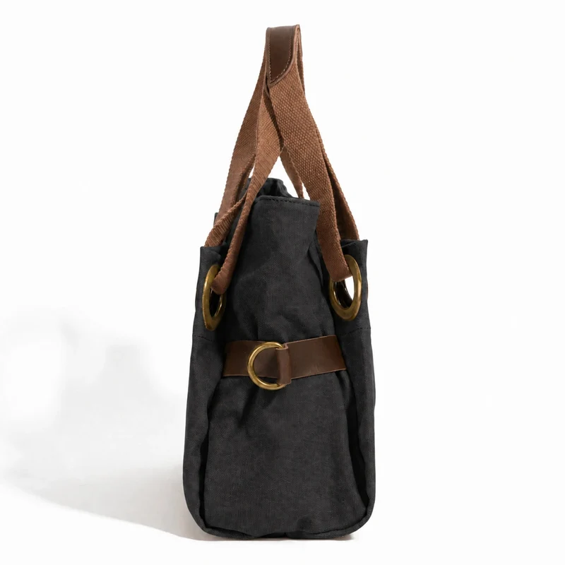 Sac porté épaule en cuir et toile PONT-DES-ARTS MINI Noir