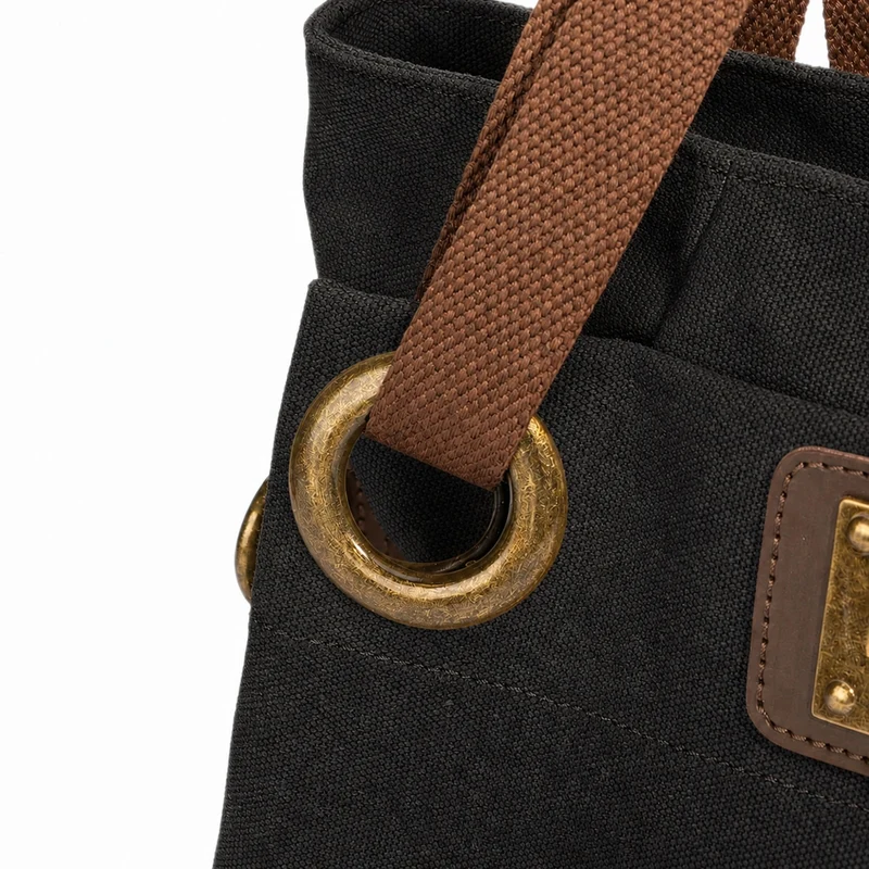 Sac porté épaule en cuir et toile PONT-DES-ARTS MINI Noir