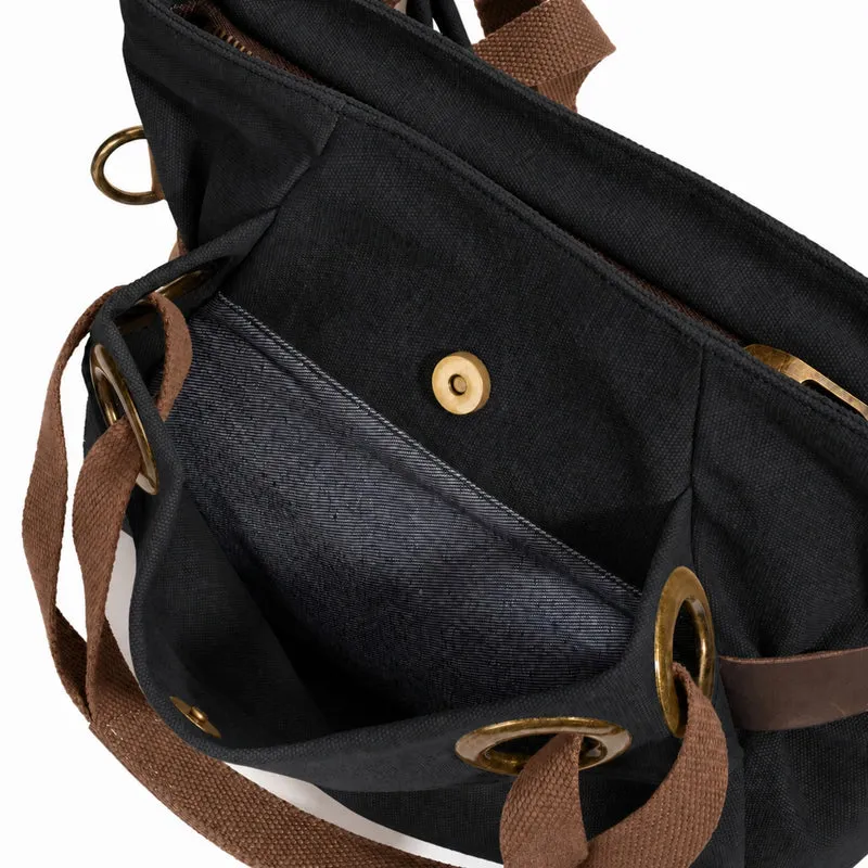 Sac porté épaule en cuir et toile PONT-DES-ARTS MINI Noir