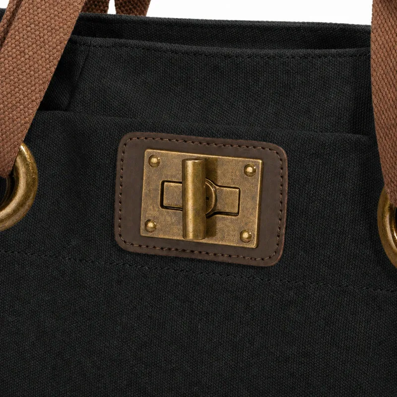 Sac porté épaule en cuir et toile PONT-DES-ARTS MINI Noir