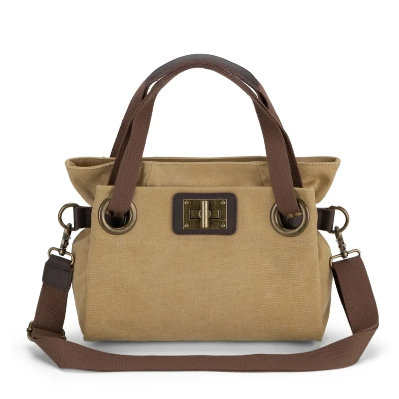 Sac porté épaule en cuir et toile PONT-DES-ARTS MINI Jaune