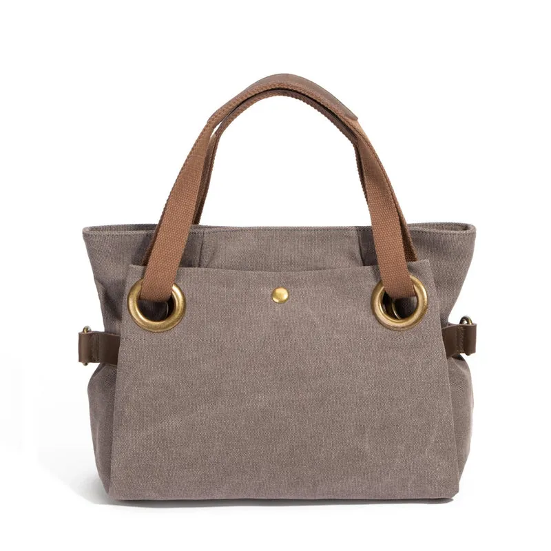 Sac porté épaule en cuir et toile PONT-DES-ARTS MINI Gris taupé