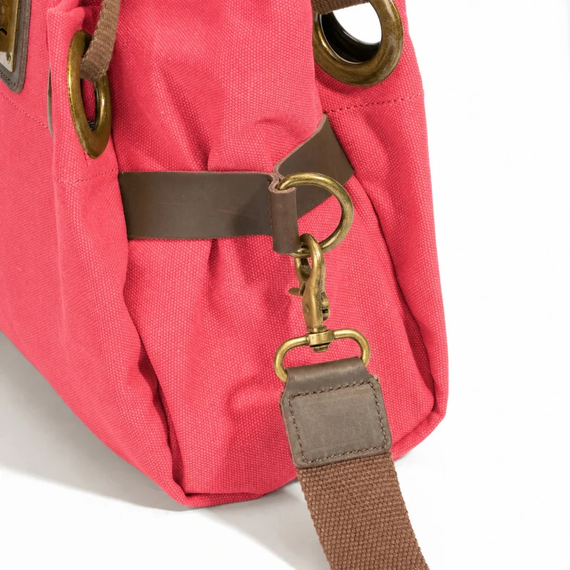 Sac porté épaule en cuir et toile PONT-DES-ARTS MINI Rose framboise
