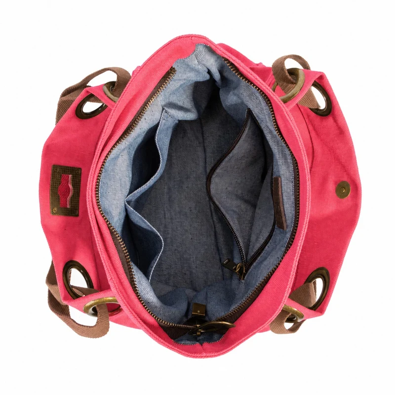 Sac porté épaule en cuir et toile PONT-DES-ARTS MINI Rose framboise