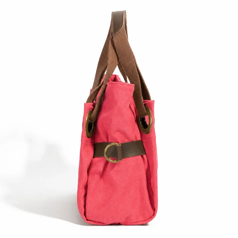 Sac porté épaule en cuir et toile PONT-DES-ARTS MINI Rose framboise