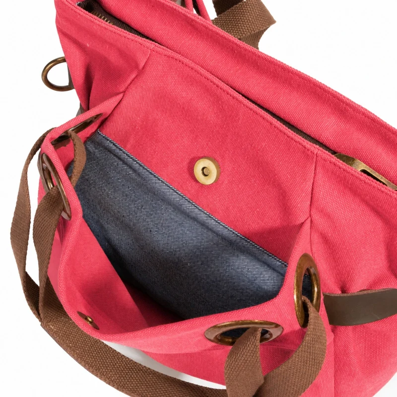 Sac porté épaule en cuir et toile PONT-DES-ARTS MINI Rose framboise