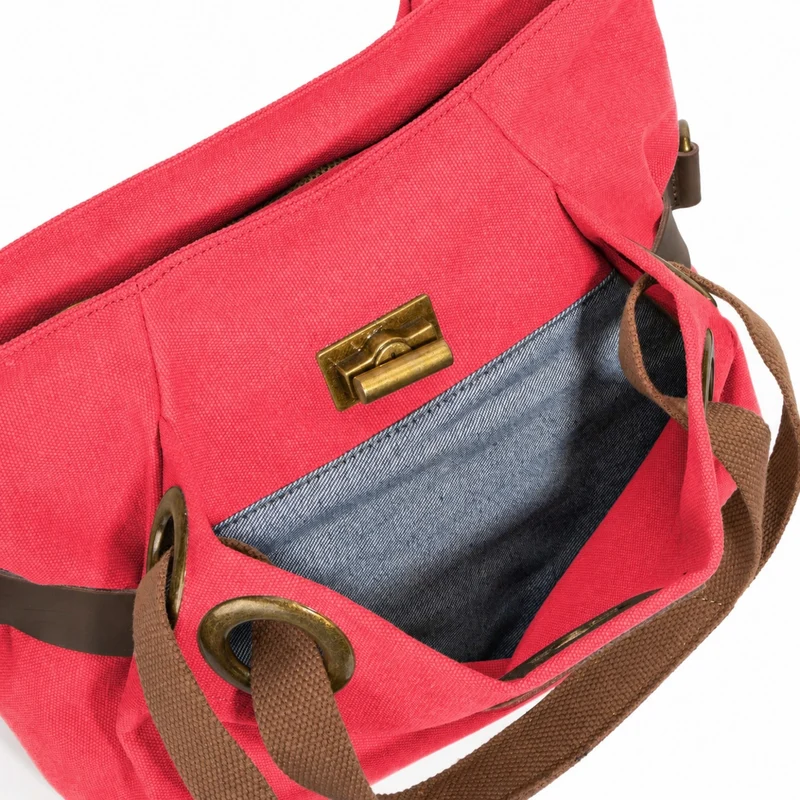 Sac porté épaule en cuir et toile PONT-DES-ARTS MINI Rose framboise