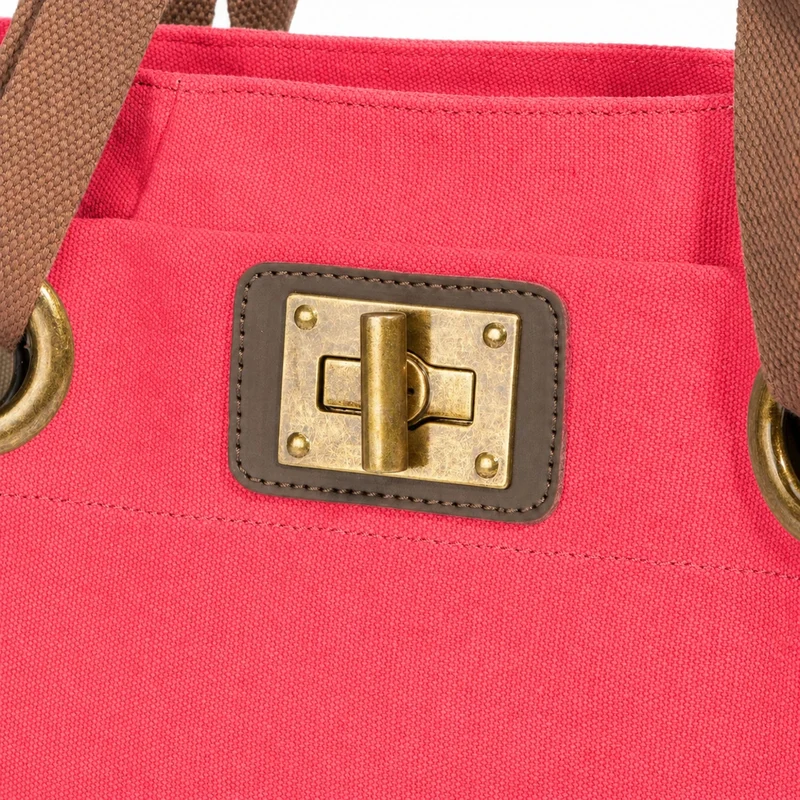 Sac porté épaule en cuir et toile PONT-DES-ARTS MINI Rose framboise