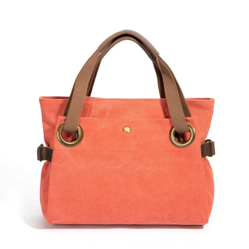 Sac porté épaule en cuir et toile PONT-DES-ARTS MINI Rose corail