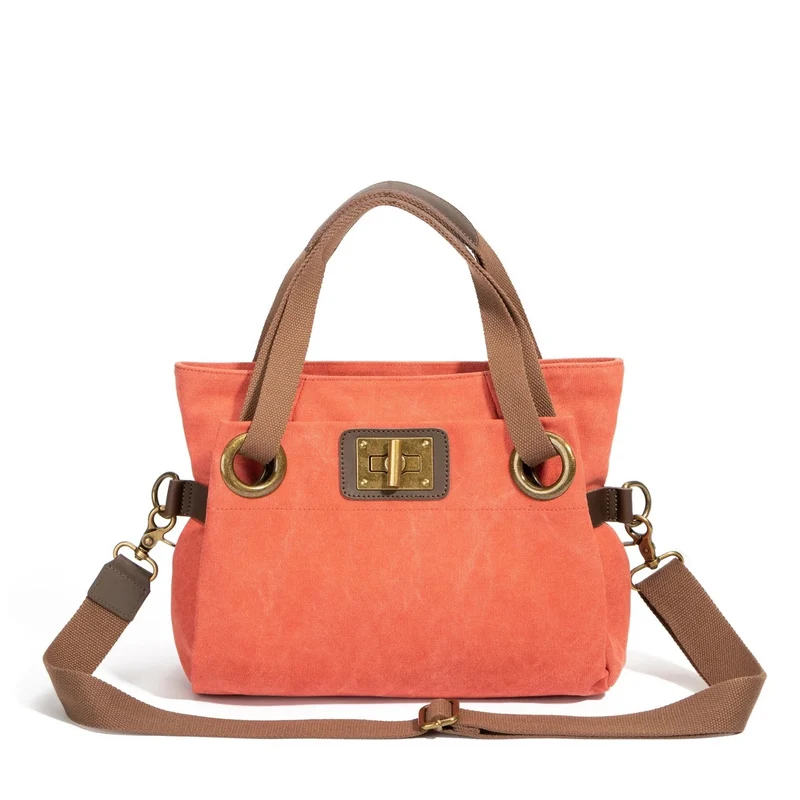 Sac porté épaule en cuir et toile PONT-DES-ARTS MINI Rose corail