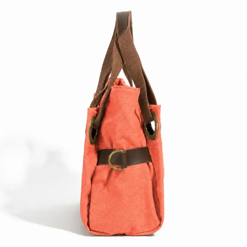 Sac porté épaule en cuir et toile PONT-DES-ARTS MINI Rose corail