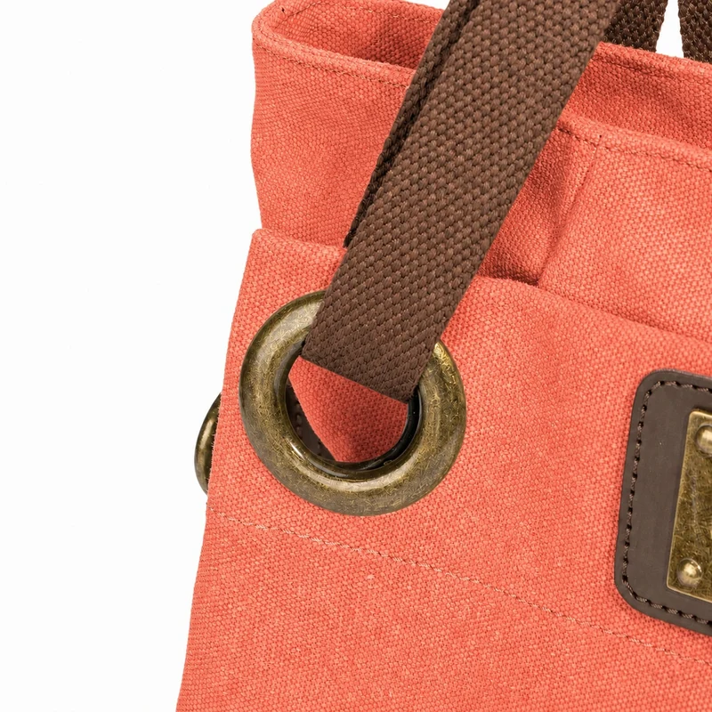 Sac porté épaule en cuir et toile PONT-DES-ARTS MINI Rose corail