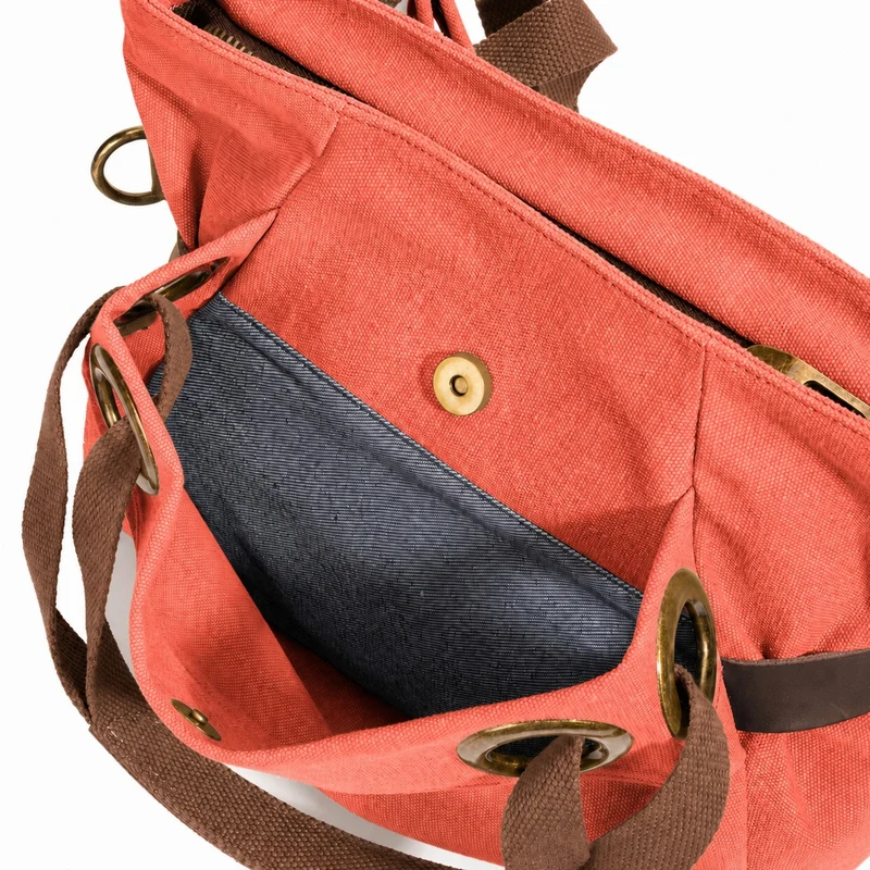 Sac porté épaule en cuir et toile PONT-DES-ARTS MINI Rose corail