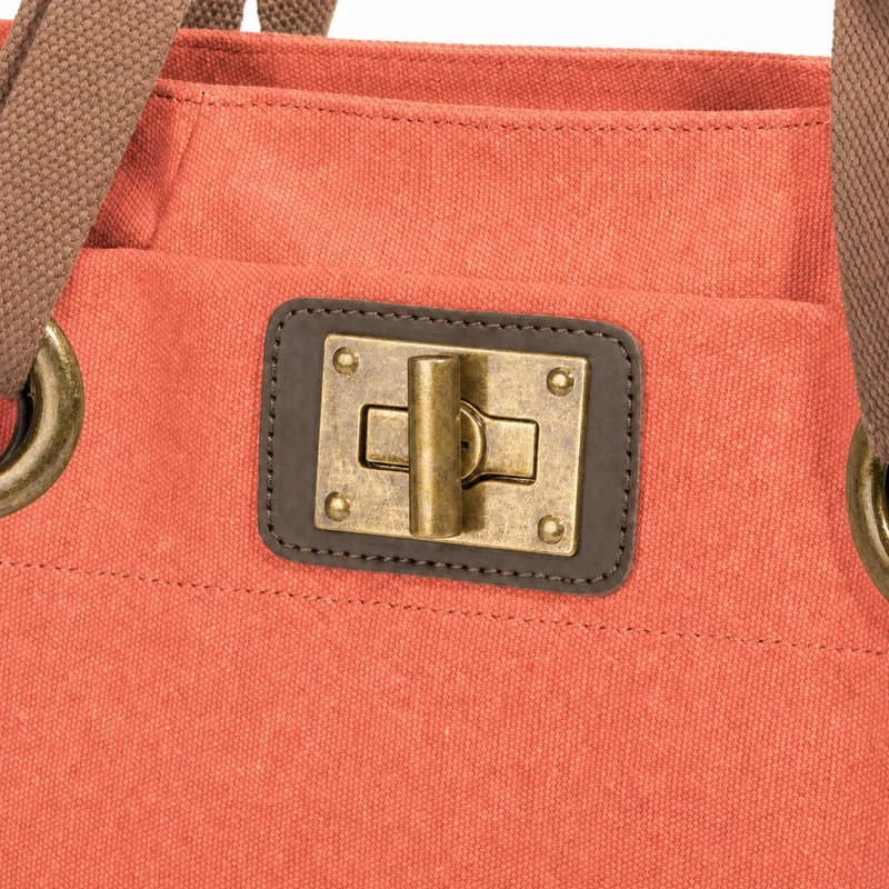 Sac porté épaule en cuir et toile PONT-DES-ARTS MINI Rose corail