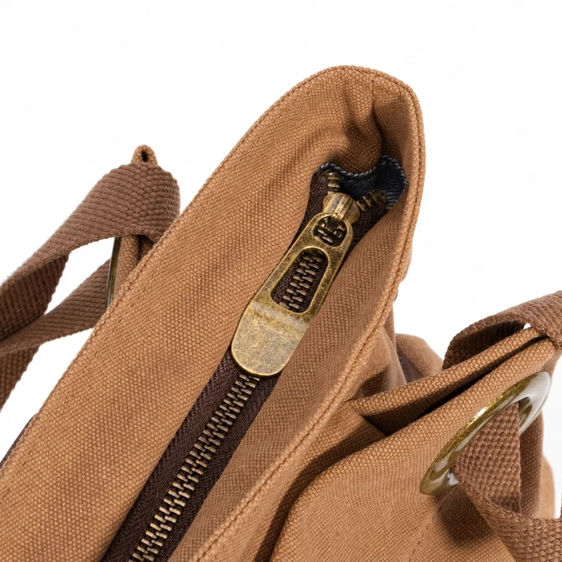 Sac porté épaule en cuir et toile PONT-DES-ARTS MINI Marron camel foncé