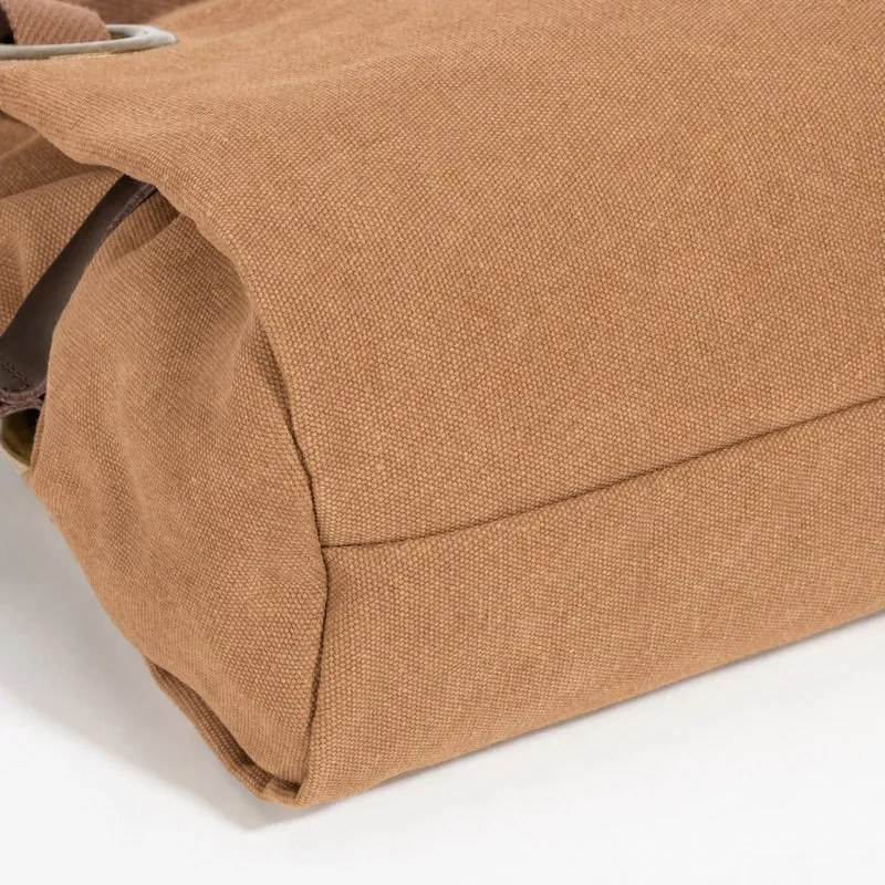 Sac porté épaule en cuir et toile PONT-DES-ARTS MINI Marron camel foncé