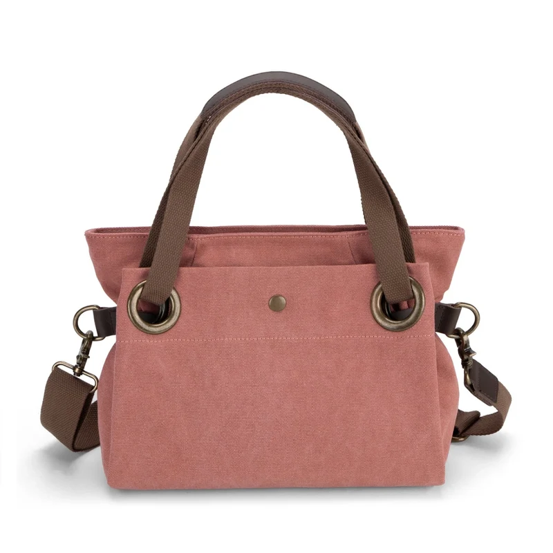 Sac porté épaule en cuir et toile PONT-DES-ARTS MINI Rouge brique