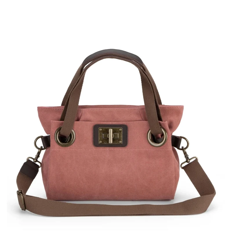 Sac porté épaule en cuir et toile PONT-DES-ARTS MINI Rouge brique