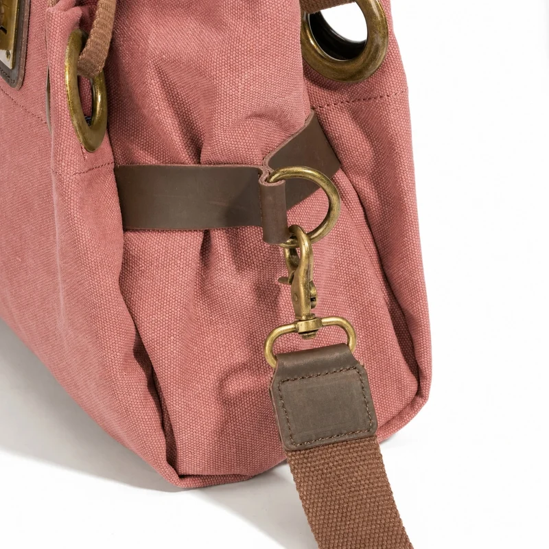 Sac porté épaule en cuir et toile PONT-DES-ARTS MINI Rouge brique