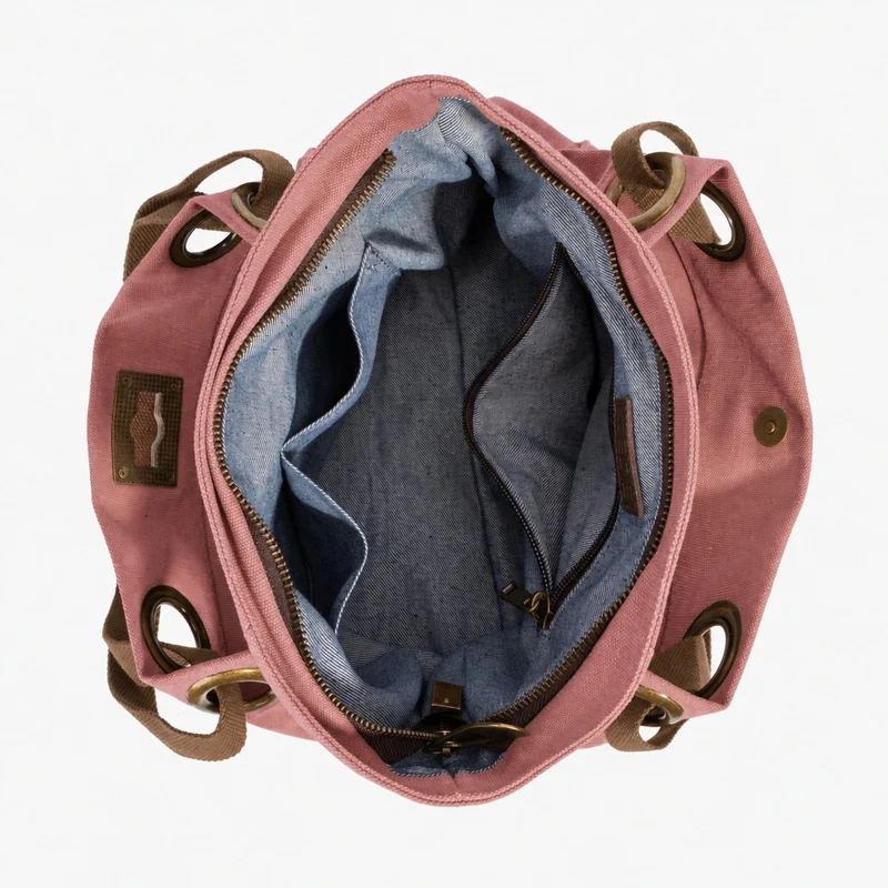Sac porté épaule en cuir et toile PONT-DES-ARTS MINI Rouge brique