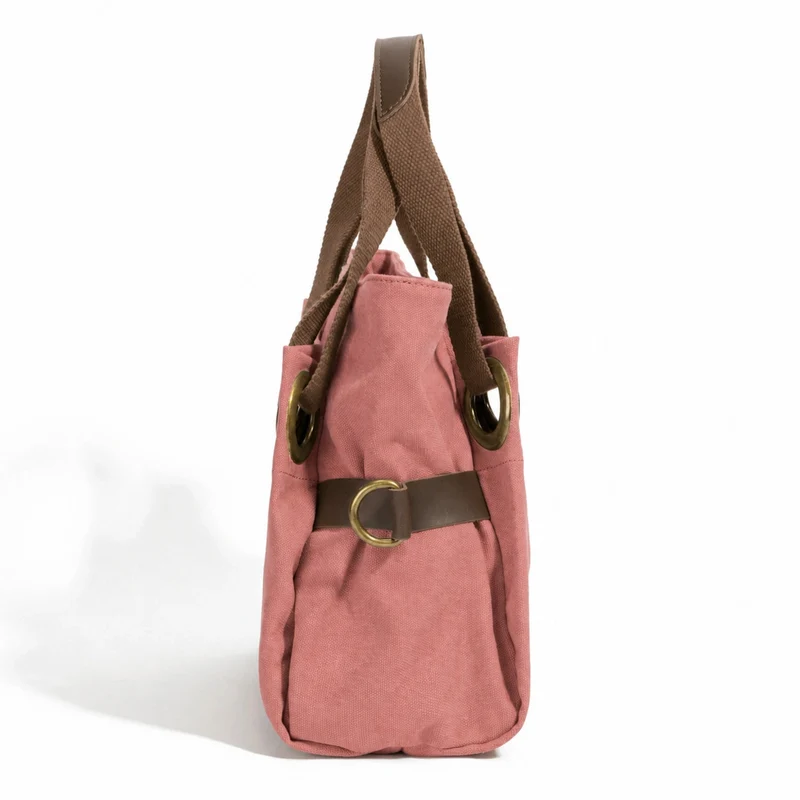 Sac porté épaule en cuir et toile PONT-DES-ARTS MINI Rouge brique