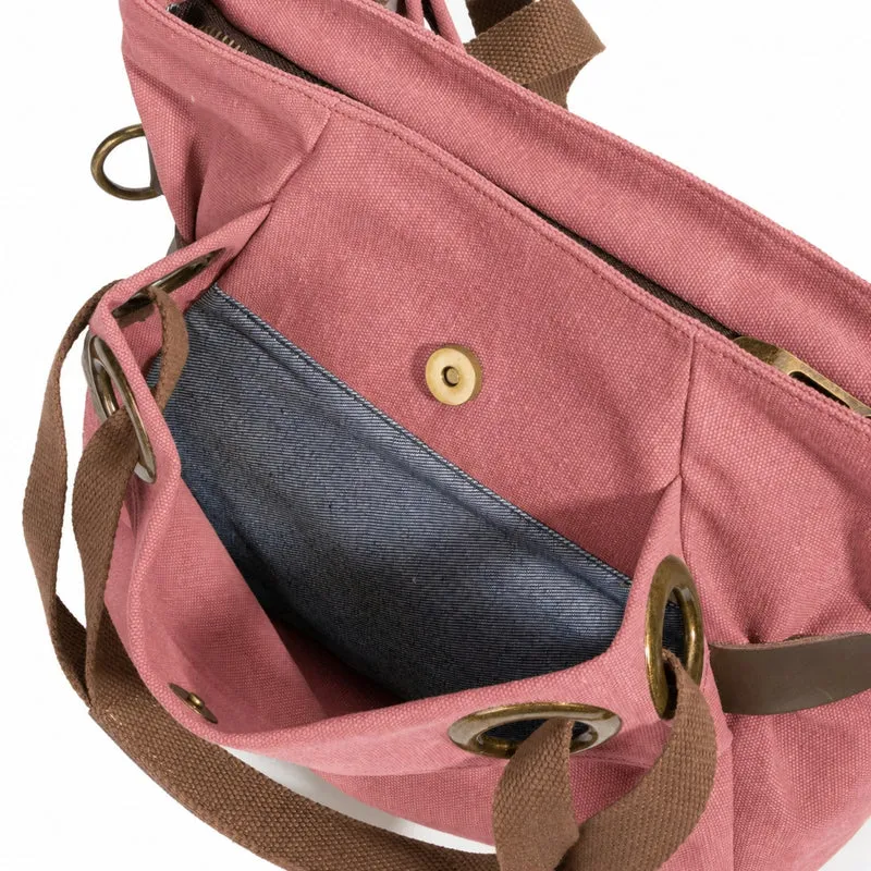 Sac porté épaule en cuir et toile PONT-DES-ARTS MINI Rouge brique