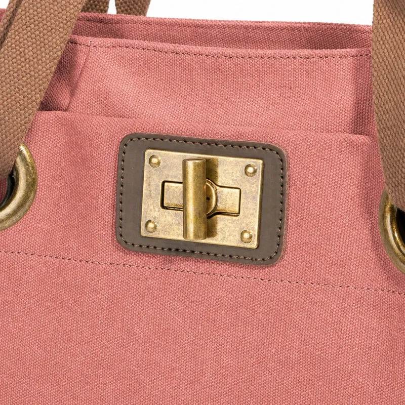 Sac porté épaule en cuir et toile PONT-DES-ARTS MINI Rouge brique