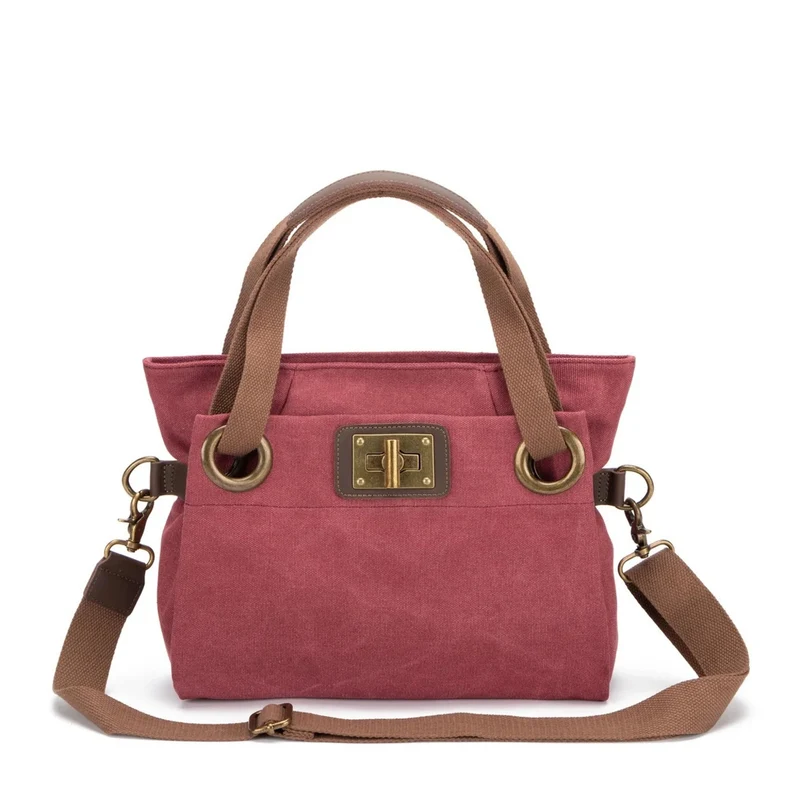 Sac porté épaule en cuir et toile PONT-DES-ARTS MINI Rouge bordeaux